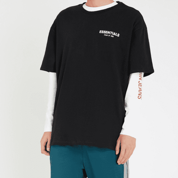 חולצה קצרה - Of God Essentials T-Shirt Boxy Black White Logo