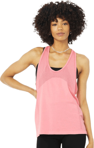 גופייה - Alo Yoga Tank top for women model SEAMLESS ESSENTIAL TANK pink color