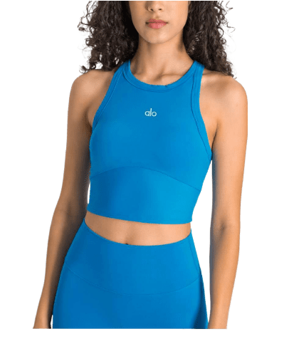 חזייה עליונה - Alo Yoga Top Bra - closed Alo Yoga top in blue color for women