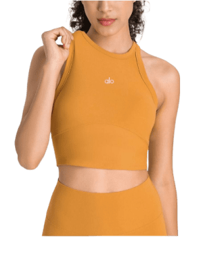 חזייה עליונה - Alo Yoga Top Bra - Alo yoga top closed in orange color for women