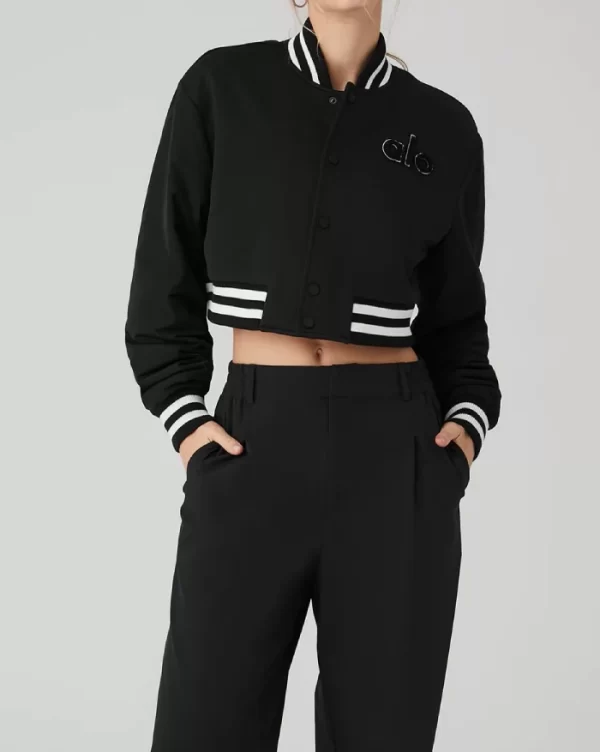 ז'ָקֵט - Black ALO YOGA CROPPED GOAT JACKET