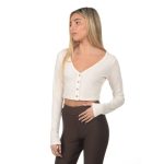 חולצה - Women's Yoga Ribbed Cropped Whisper Cardigan