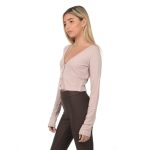 חולצה - Women's Yoga Ribbed Cropped Whisper Cardigan