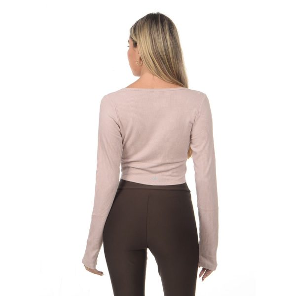 חולצה - Women's Yoga Ribbed Cropped Whisper Cardigan