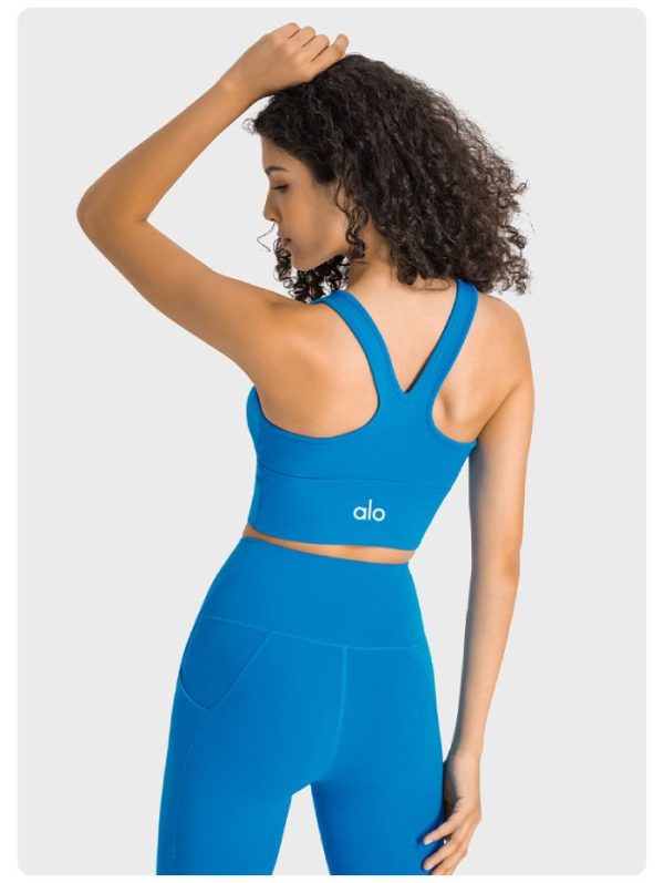 טייץ וטופ - Alo Yoga Set tights and top for women in blue color - Alo Yoga Set