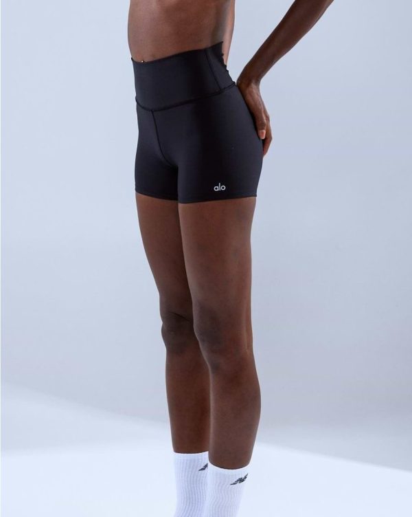 טייץ קצר - Alo Yoga short tights in high cut black color