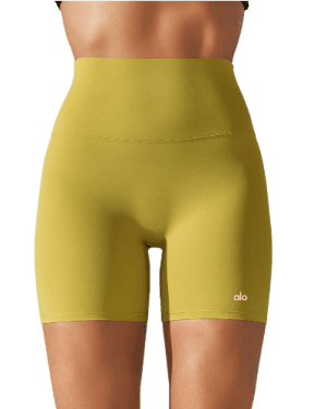 טייץ צמוד - Alo Yoga short tights in yellow color for women