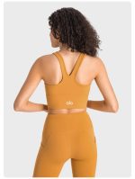 טייץ וטופ - Alo yoga set tights and top for women in orange color - Alo Yoga Set