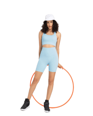 טייץ וטופ - Suit Alo Yoga short tights and top for women light blue color - Alo Yoga