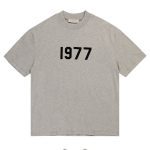 ביגוד Essentials Zone Flocking 1977 Short Sleeve T-Shirt for Men and Women - Loose Couple Style