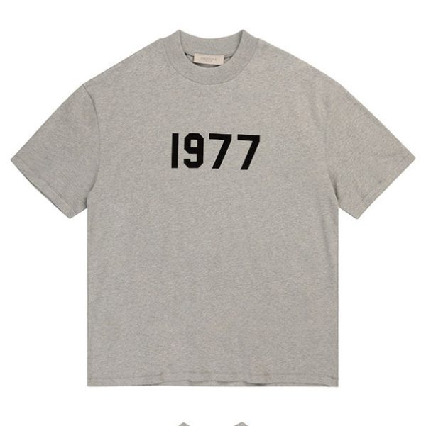 ביגוד Essentials Zone Flocking 1977 Short Sleeve T-Shirt for Men and Women - Loose Couple Style