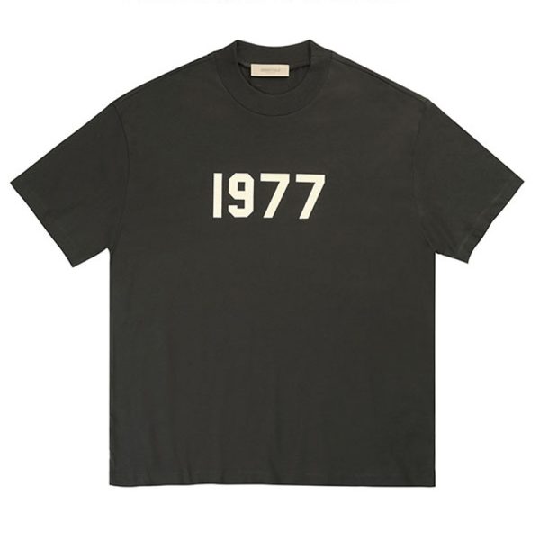 ביגוד Essentials Zone Flocking 1977 Short Sleeve T-Shirt for Men and Women - Loose Couple Style