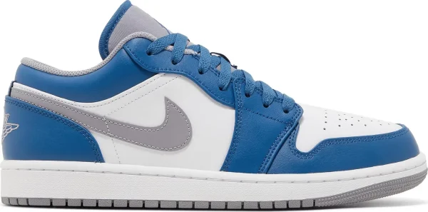 Air Jordan 1 Low True Blue Cement – נעלי סניקרס כחול, לבן ואפור
