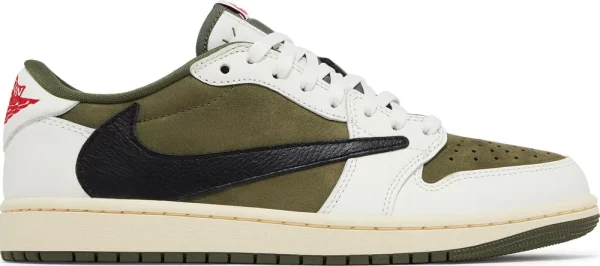 Travis Scott x Air Jordan 1 Retro Low OG SP Reverse Olive – נעלי סניקרס ירוק זית ולבן