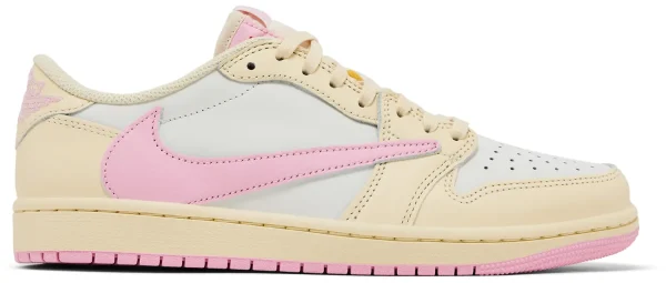 Travis Scott x Air Jordan 1 Retro Low OG Muslin Pink – נעלי סניקרס ורוד ושמנת