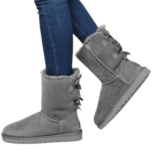UGG מגפי Baily Bow 2 בצבע אפור לנשים – נוחות, חמימות ועיצוב קלאסי