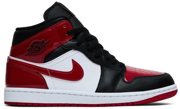 Nike Air Jordan 1 Mid Patent Bred Toe נעלי סניקרס לגברים