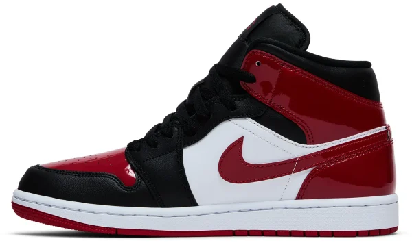 Nike Air Jordan 1 Mid Patent Bred Toe נעלי סניקרס לגברים