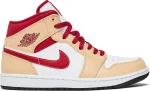 Nike Air Jordan 1 Mid Light Curry Cardinal Red נעלי סניקרס לגברים