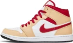 Nike Air Jordan 1 Mid Light Curry Cardinal Red נעלי סניקרס לגברים