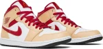 Nike Air Jordan 1 Mid Light Curry Cardinal Red נעלי סניקרס לגברים