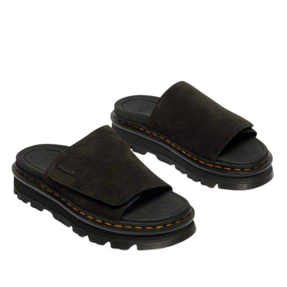 Dr. Martens Zebzag Suede Platform Slides Black סנדלים