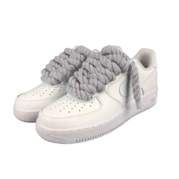 Nike Air Force 1 Custom Lacet Corde Gris Clair סניקרס