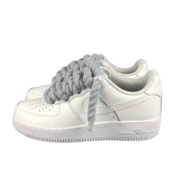Nike Air Force 1 Custom Lacet Corde Gris Clair סניקרס