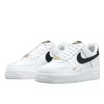 Nike Air Force 1 Low ’07 Essential White Black Gold Mini Swoosh סניקרס