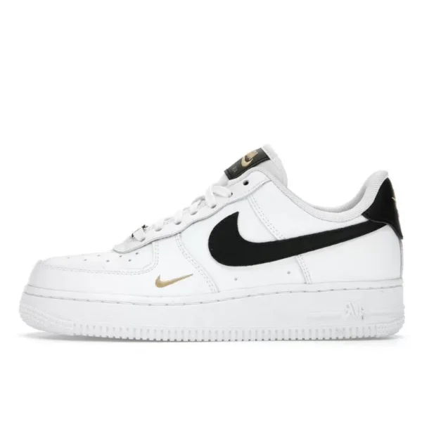 Nike Air Force 1 Low ’07 Essential White Black Gold Mini Swoosh סניקרס