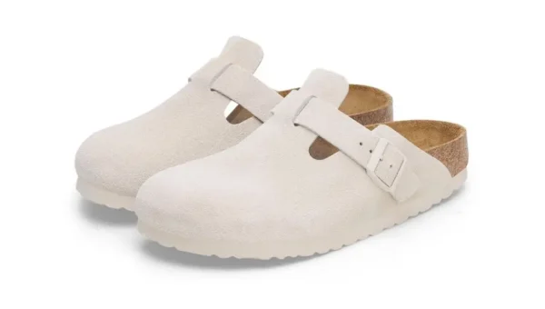 Birkenstock Boston Antique White Suede כפכפים