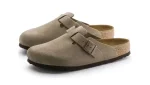 Birkenstock Boston Soft Footbed Suede Taupe (Narrow Fit) כפכפים