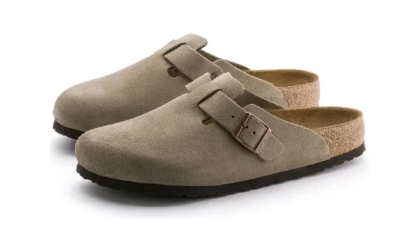 Birkenstock Boston Soft Footbed Suede Taupe (Narrow Fit) כפכפים