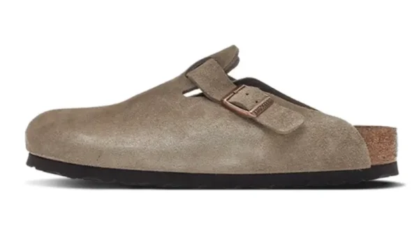 Birkenstock Boston Soft Footbed Suede Taupe (Narrow Fit) כפכפים